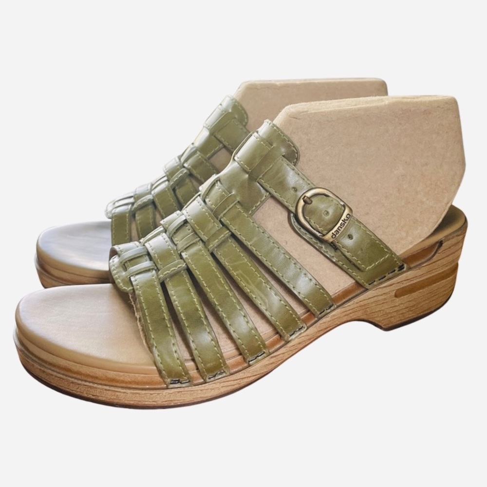 Dansko Olive Green Strappy Leather Sandals